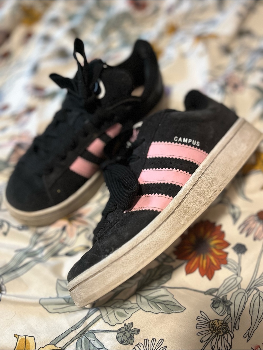 Adidas Campus Suede Sneakers in Black and Pink
